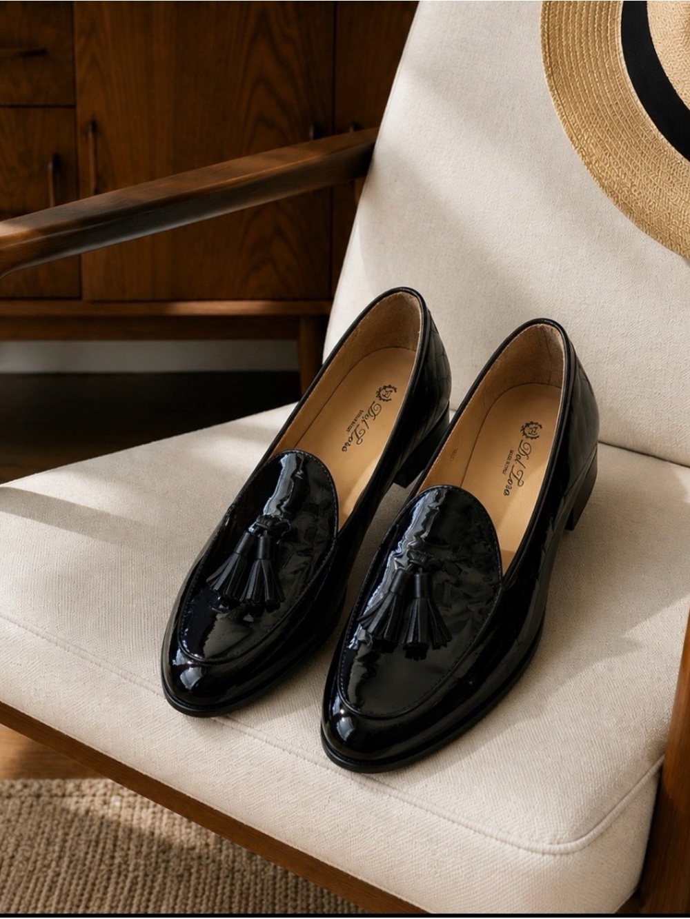 Del Toro Classic Black Patent Leather Tassel Loafers~like New ~ Size 10M